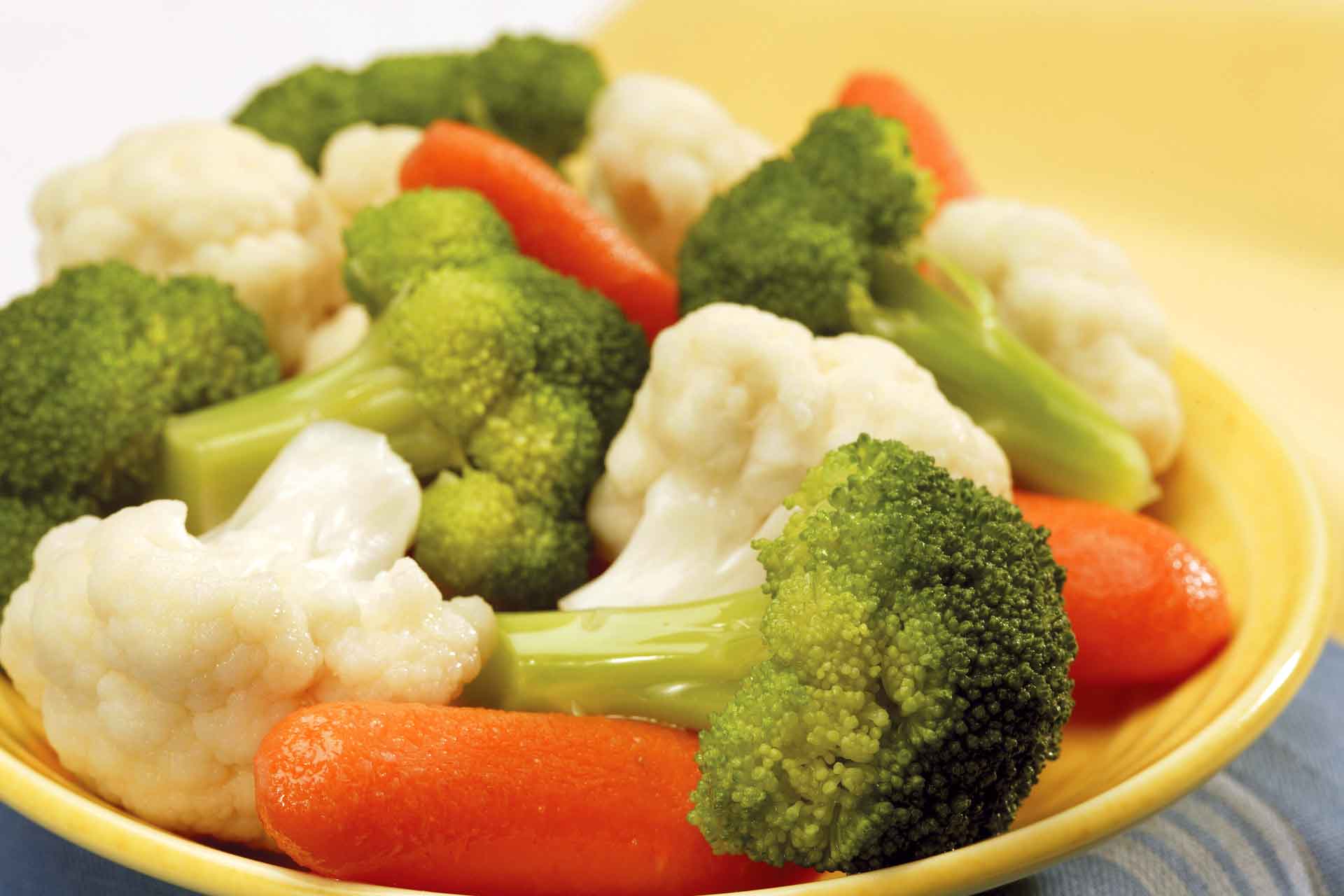 Colorful steamed vegetables